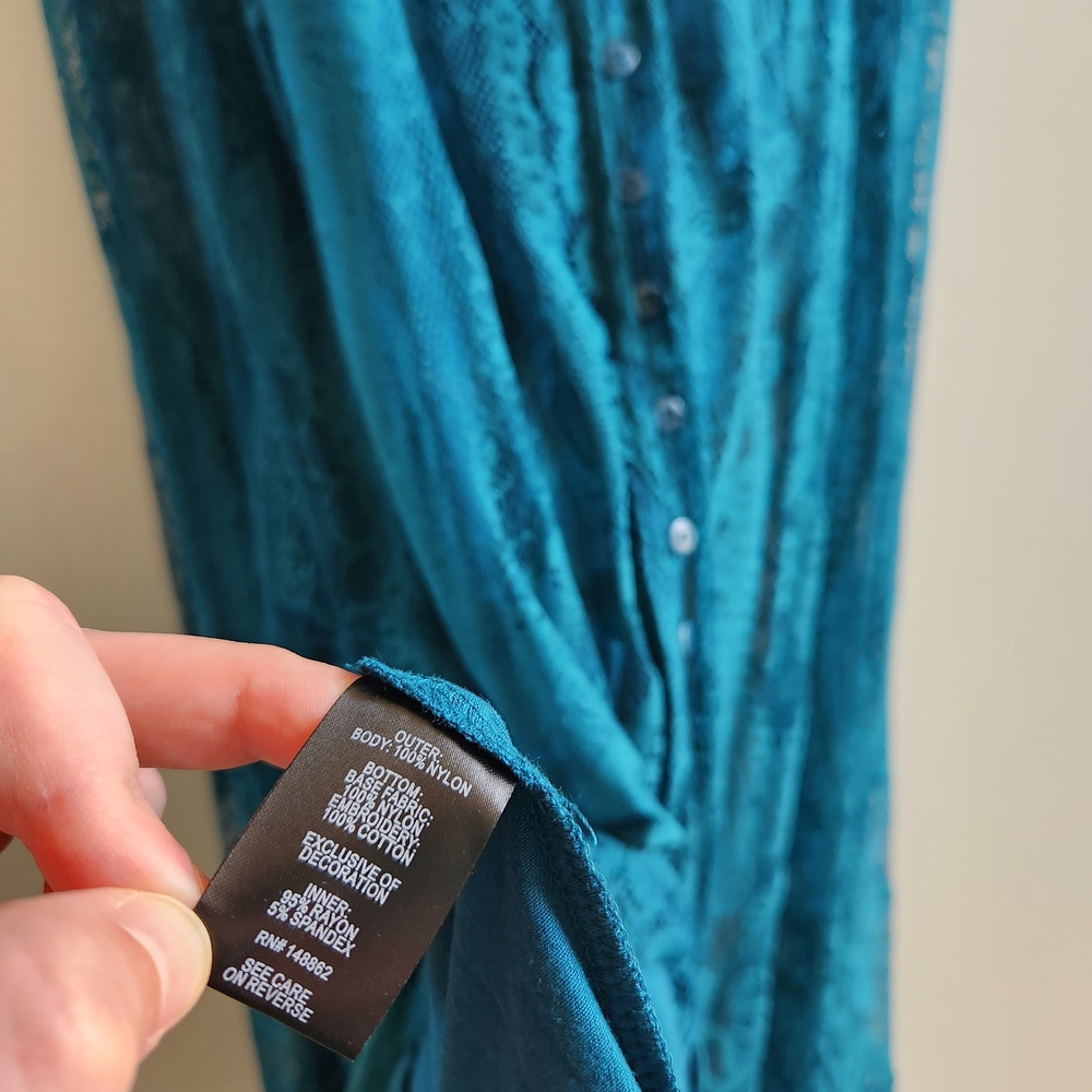 Torrid Button Front Skater Maxi Dress Lace, Blue/Teal Size 1, Great Condition - Picture 8 of 12